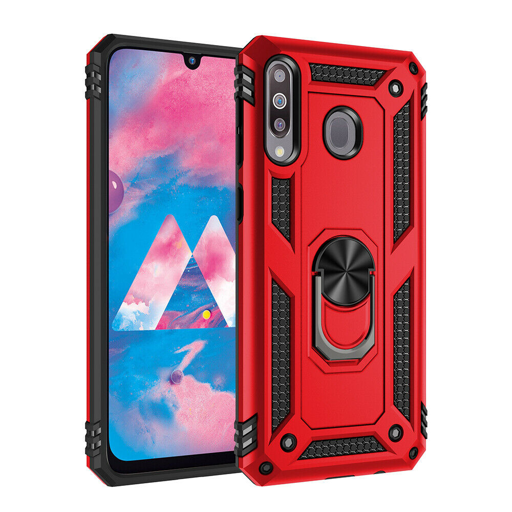 Samsung Galaxy A10S Tech Armor RING Grip Case with Metal Plate (Red)